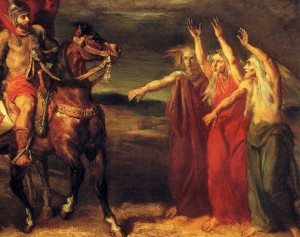 Macbeth and Banquo meeting the witches on the heath por Théodore Chassériau